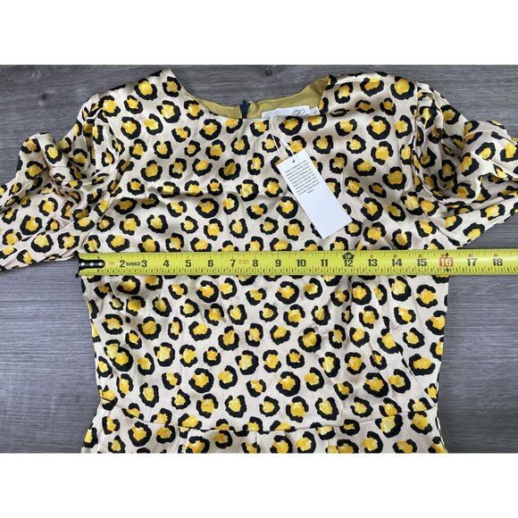 NEVER A WALLFLOWER Cheetah Print Fit & Flare Dress Small Silk Viscose Made in LA - Picture 15 of 16